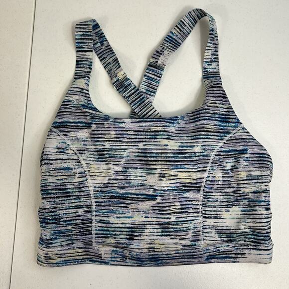 Lululemon 6 Sports Bra Pure Practice Blurry Belle Sea Mist Luxtreme Med Support - Picture 4 of 13